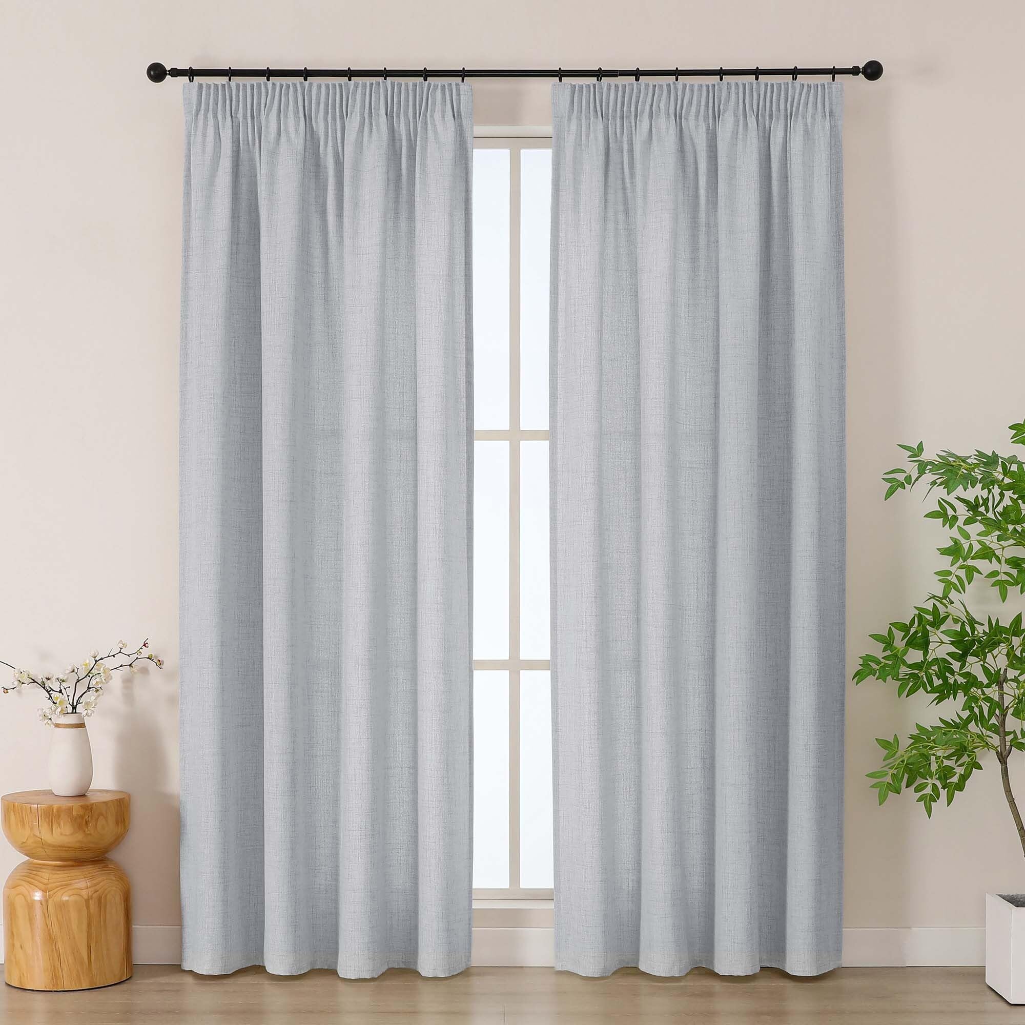 Simplebrand Grey Curtains 183 cm Long 2 Panels, Faux Linen Textured Semi Light Filtering Drapes, Soft Airy Farmhouse Slub Window Curtains for Living Room Bedroom, Each W140xL183 CM