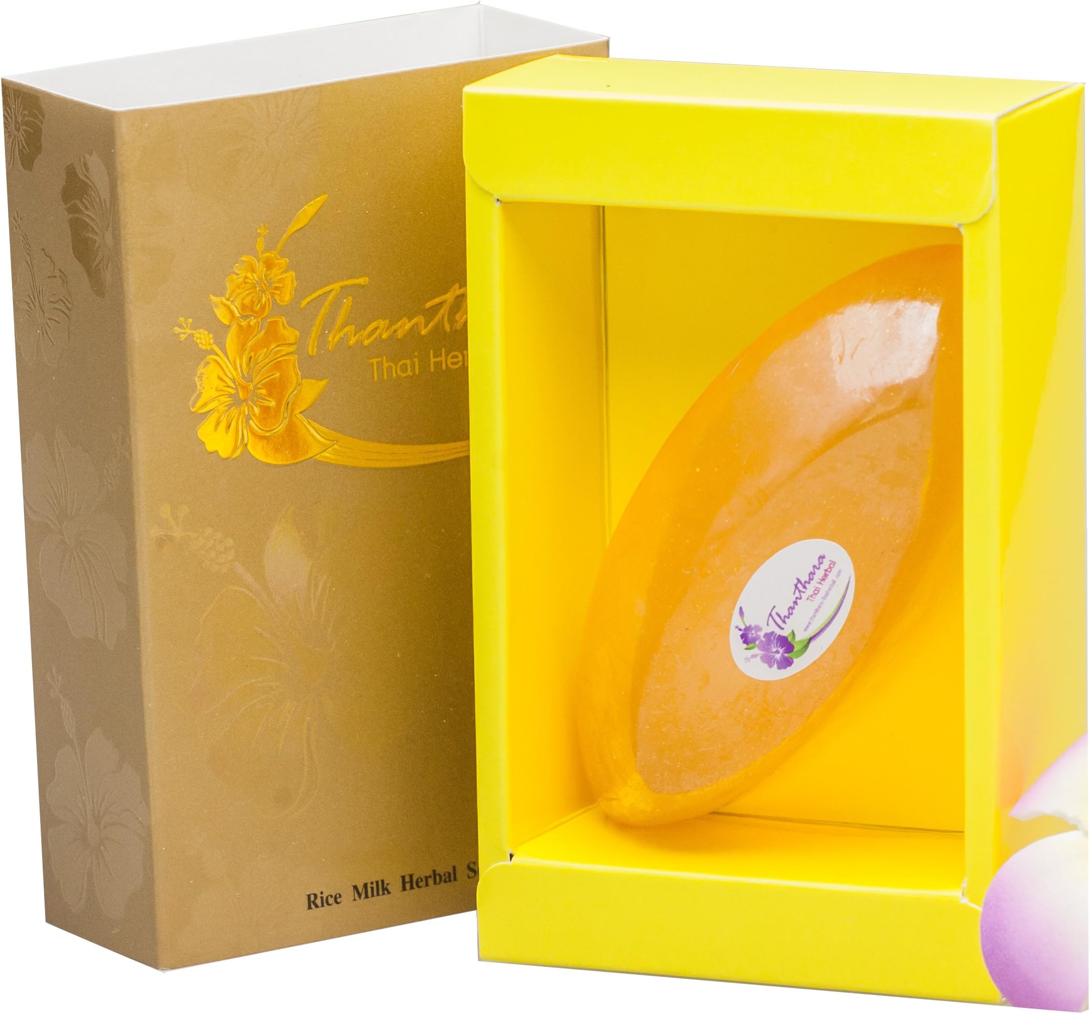 Rice Milk Herbal Golden Soap Bar 60 Gram for Body & Face Usage Natural Yellow Color (Contain 99.9% Gold Powder)-Beauty