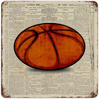 Autravelco Fashion Chic Metal Plaque Basketball Sports Picture Home Décor Art Poster Living Room Laundry Indoor Basketball Player Man Cave Metal Signs Outdoor Gift for Gate 12x12 Inch