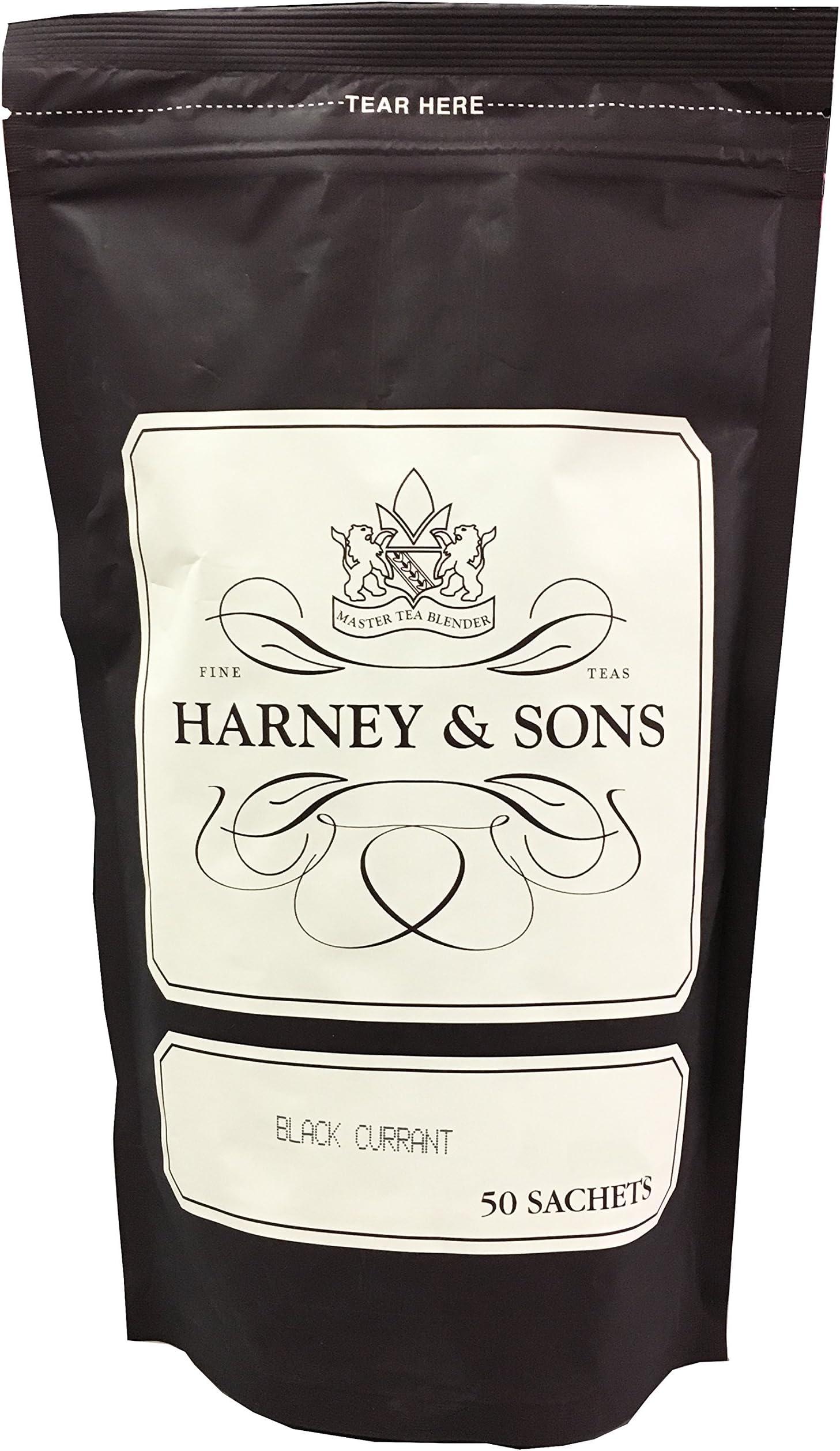 Black Currant Tea - Wonderful Fruity Flavor, Caffeinated with a Medium Body - Bag of 50 Sachets