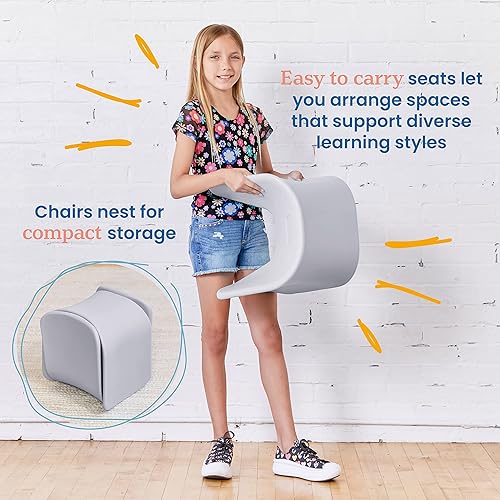 Miniatura 67 de ECR4Kids Asiento ondulado, altura del asiento de 14 a 15.1 pulgadas, taburete de perca, amarillo, paquete de 2 Amarillo,Negro -,Azul,Gris