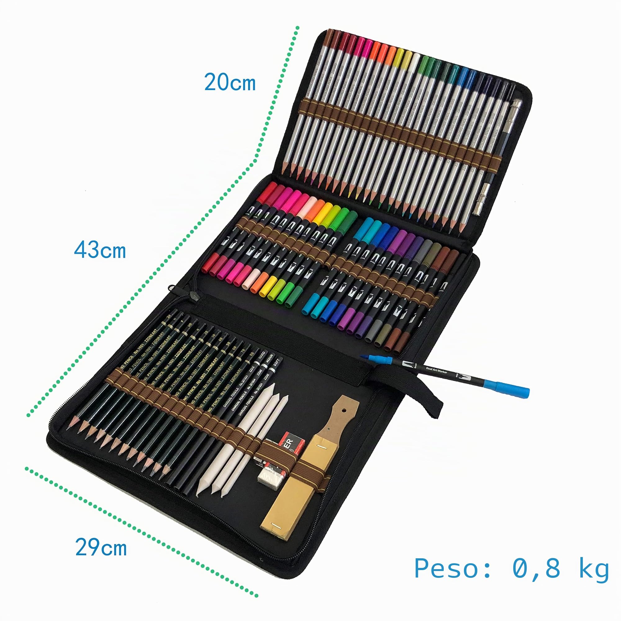 24 Penne calligrafiche, Pennarelli Doppia Punta Fine e 36 Matite Colorate da Disegno e Accessori, per Disegnare