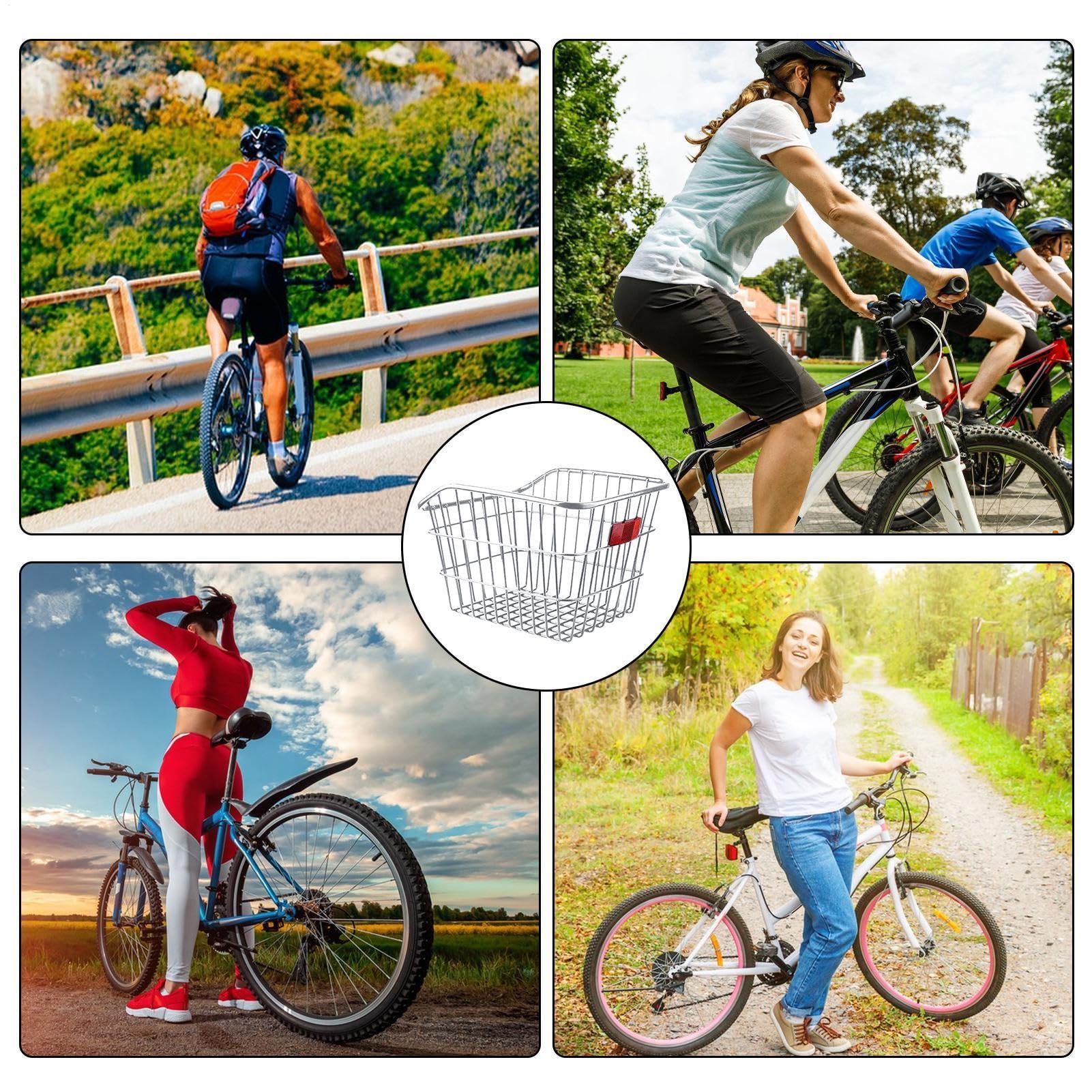 Cestino posteriore per bicicletta, cestino posteriore in metallo con portabici, cestino per bicicletta | Scaffale posteriore per bicicletta telaio portaoggetti zaino per bicicletta per zaino, cappello
