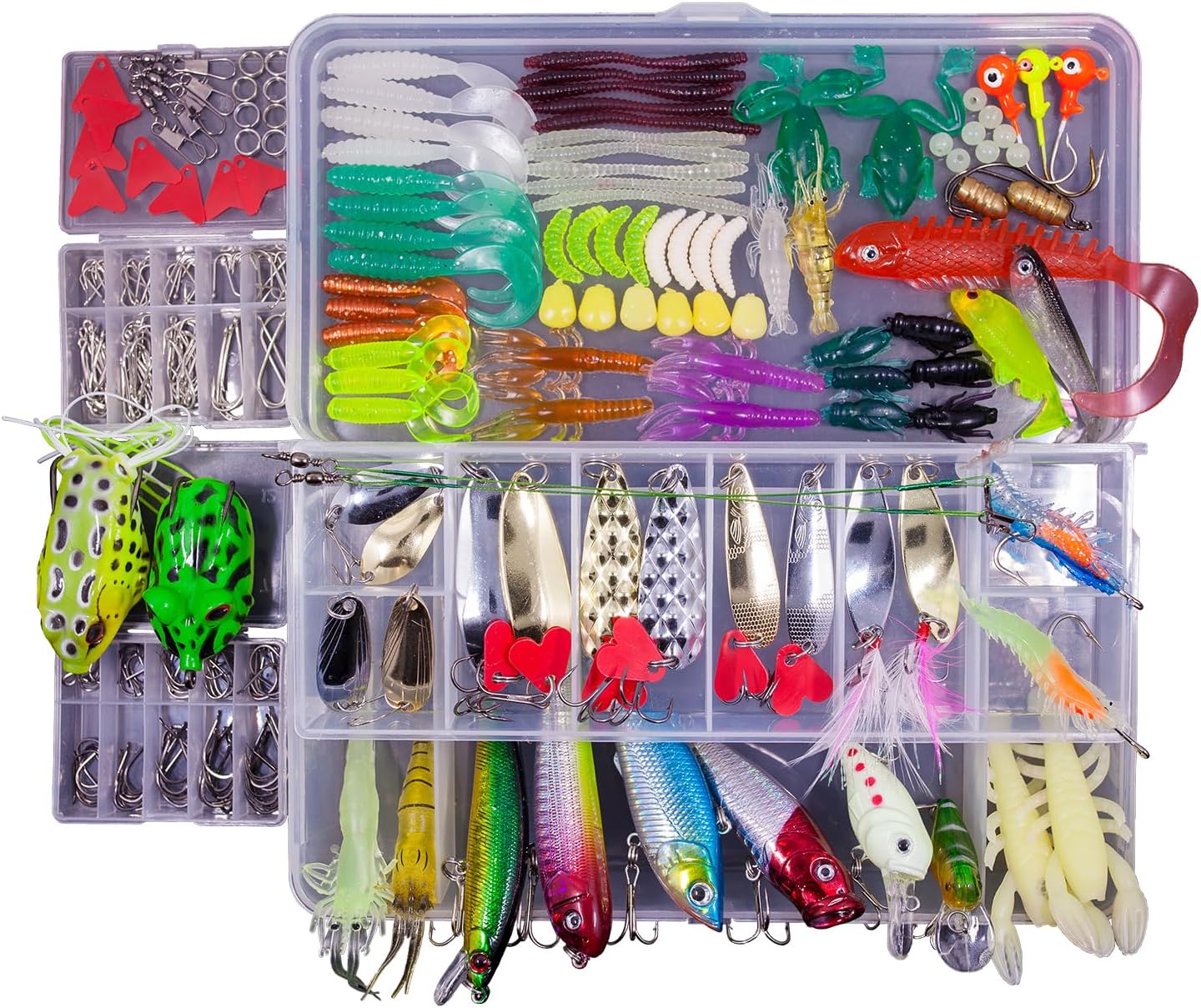 Fishing Lures Freshwater Bait Tackle kit.Tackle Box Including crankbaits topwater Lures,Jigs,Spoons and More Fishing Gear Set.Suitable for Bass Trout Salmon.