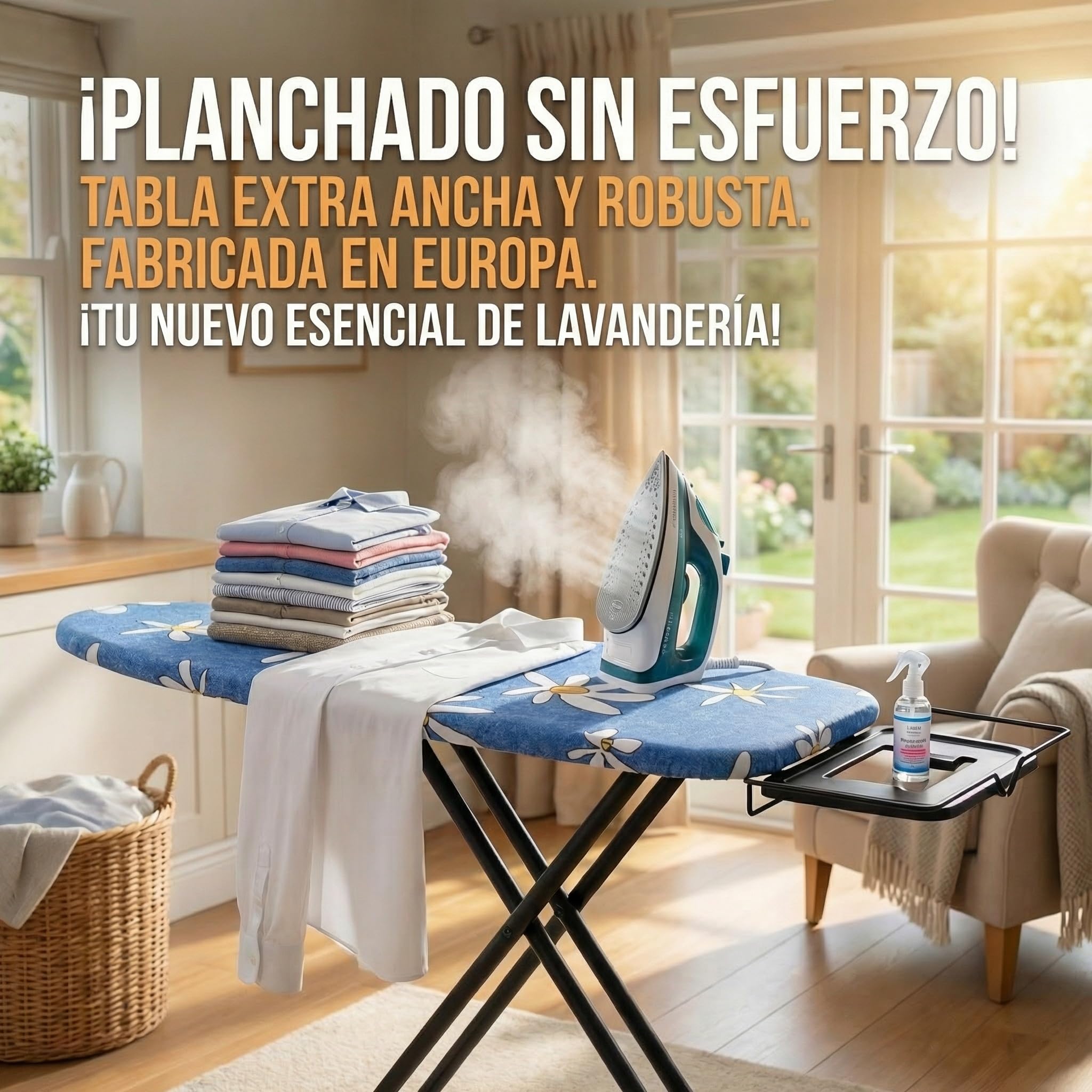 Tabla de Planchar Premium Plancha Ropa Grande Plegable Centro Planchado Profesional - 130x47cm Superficie Planchado - Hecho en E.U