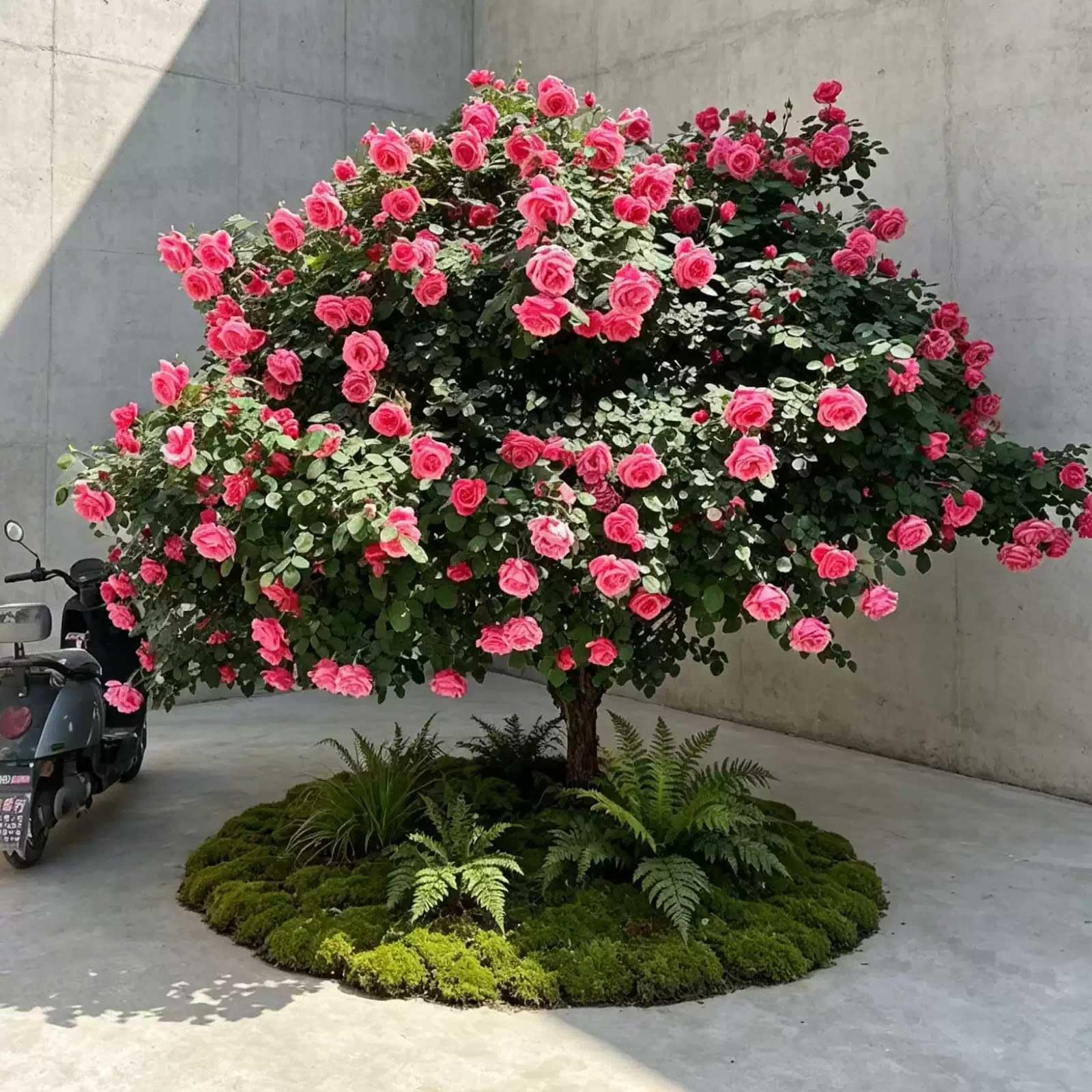 KIBONCY Oversized Artificial Floral Wishing Tree, Faux Red Rose Camellia Hydrangea, Freestanding Landscape for Hotel Lobby Commercial Window Rockery Layout