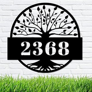 Personalized tree of life wall Address Sign Custom House Number Sign Address Numbers For Houses Metal Address Sign Address Plaques For House Numbers Outdoor Address Signs Weatherproof Sign Housewarming Gift Anniversary