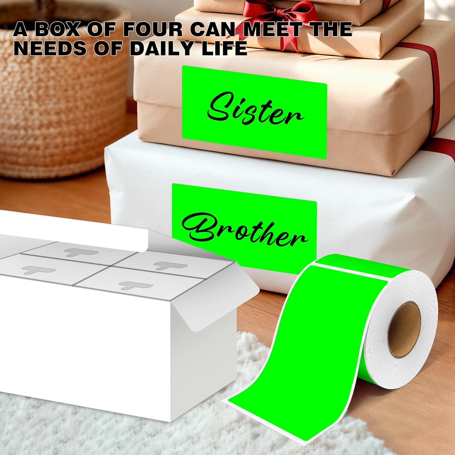 3x5 Inch Home Moving Labels 4 Rolls 1000 Stickers, Large Packing Box Labels Rectangular Colored Inventory Stickers for Moving Supplies Color Coded (Fluorescent Green)