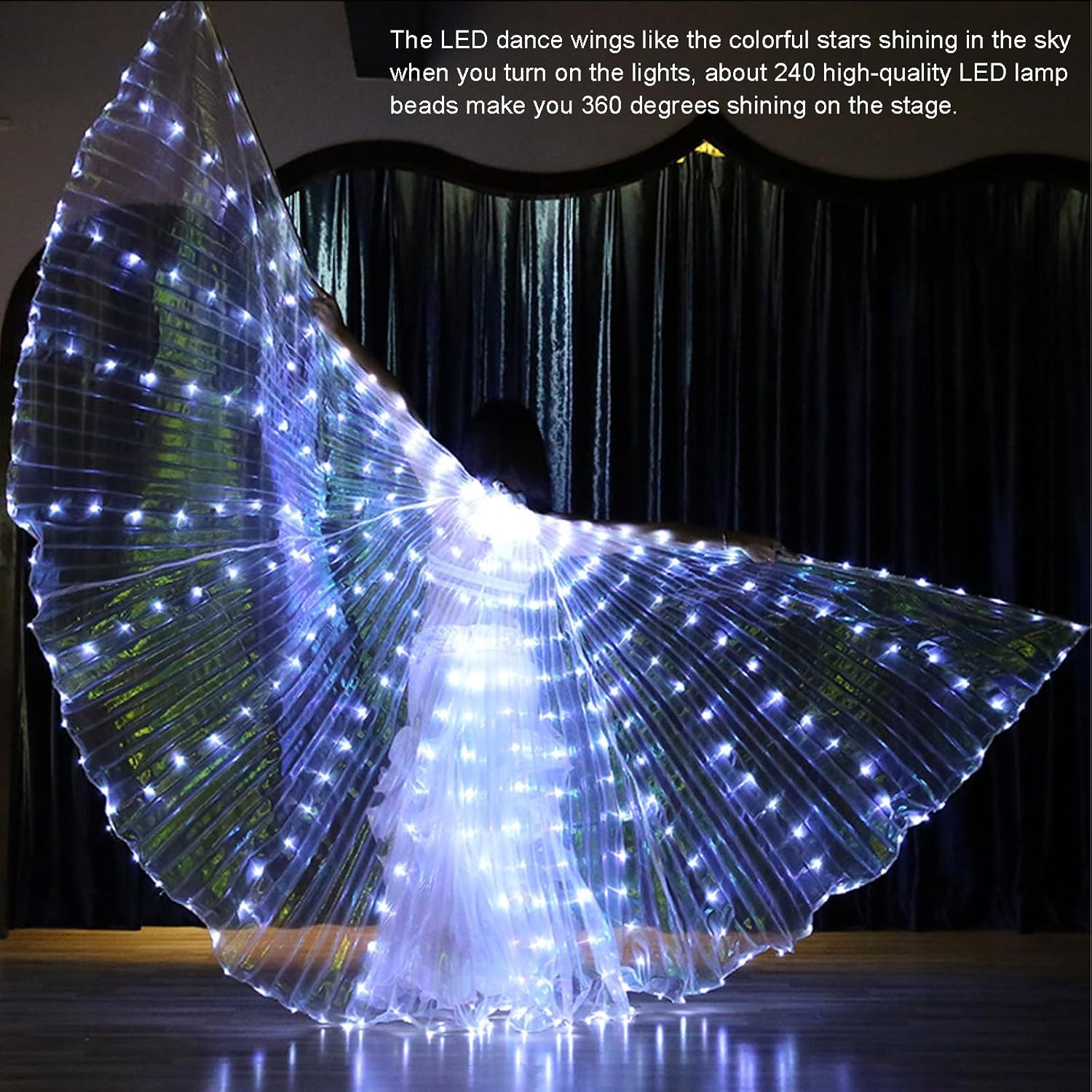 Ragyzity LED Isis Wings Light Up Wings Glow Light Up Belly Dance Costumes, Led Butterfly Wings for Halloween Christmas - Image 3