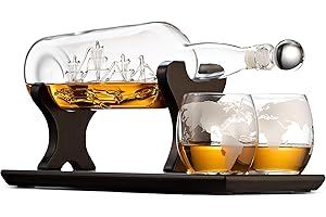 Godinger Ship in a Bottle Whiskey Decanter and Glasses Bar Set