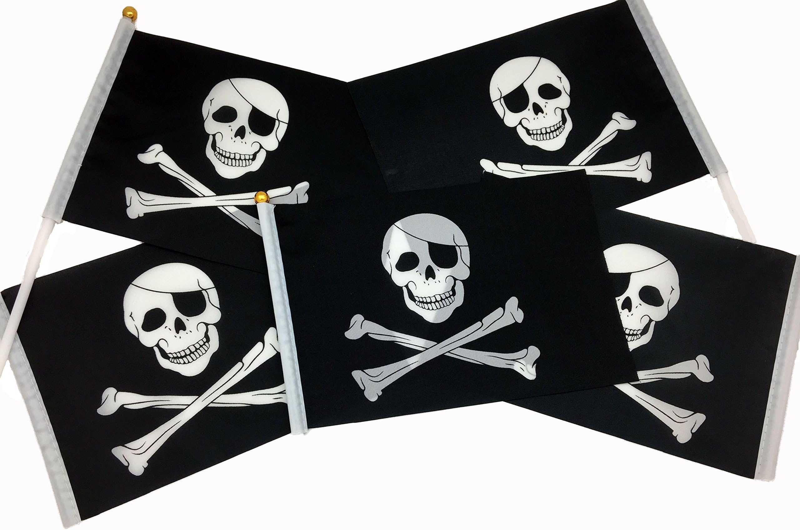 Jolly Roger Hand National Flag 8 x5 inch 5 Pc Set