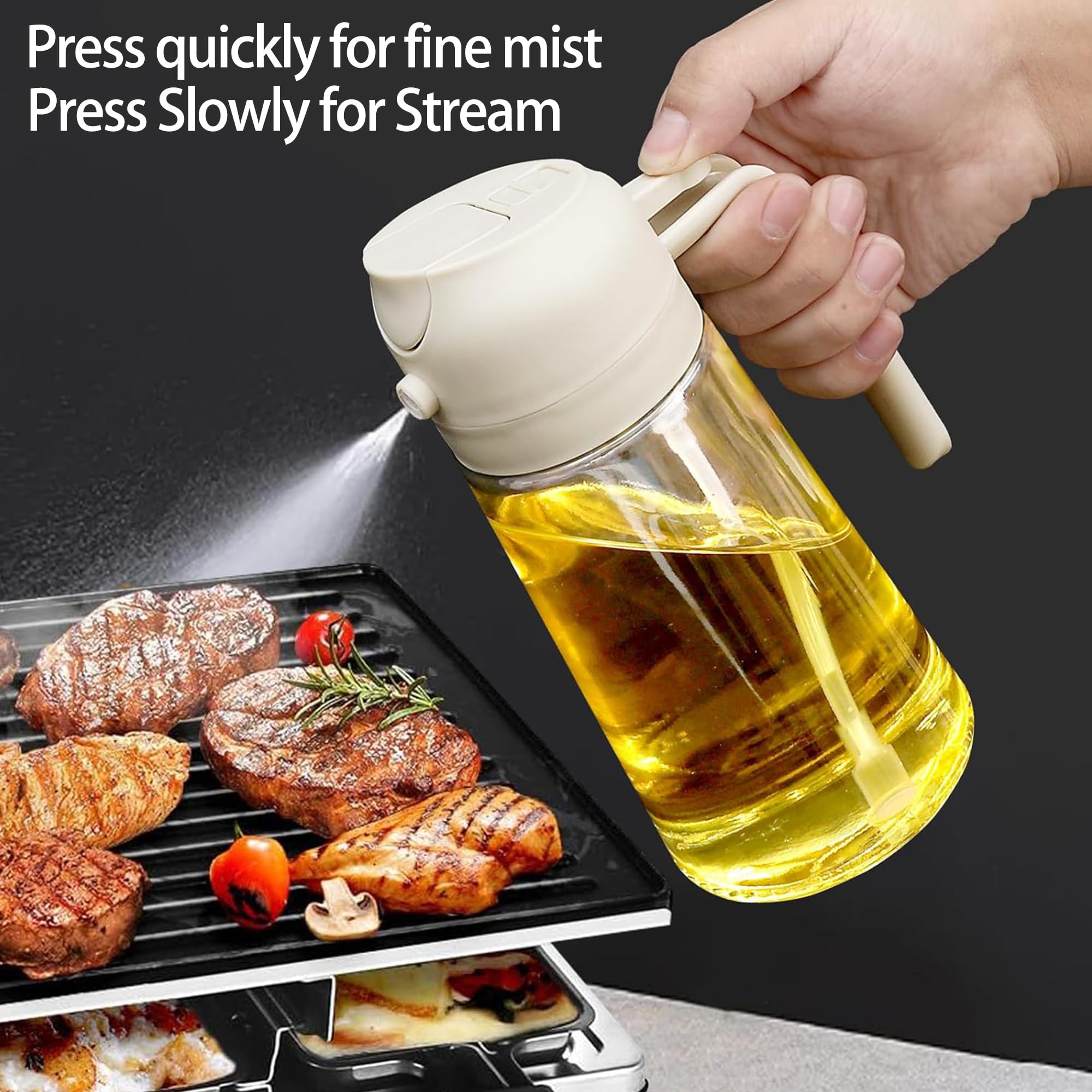 Spruzzino Olio 2 In 1 Halinuia - 470ml Con Spazzola, Per Friggitrice Aria E Cucina