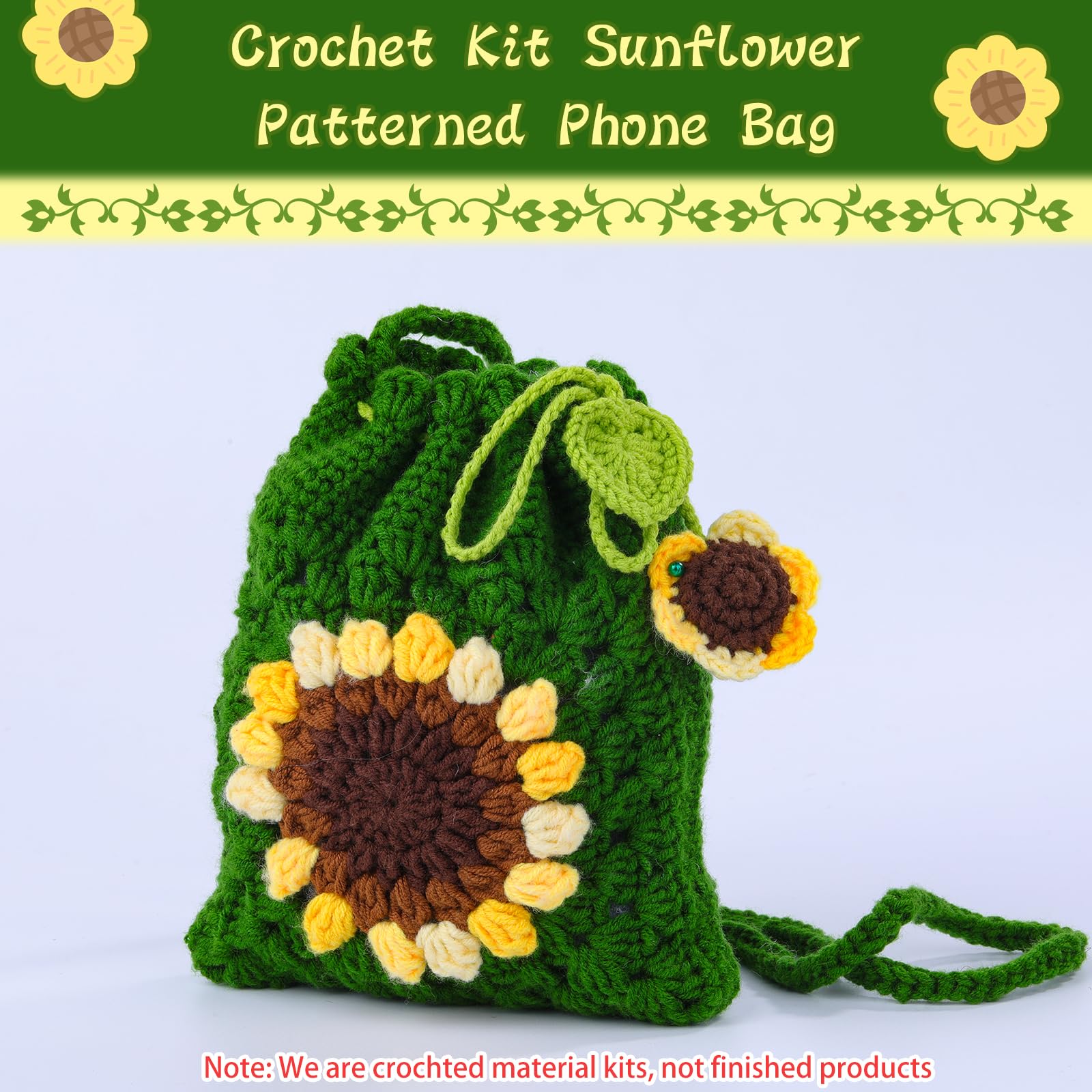 Beginner Crochet Kit - Make a Sunflower Phone Bag -5
