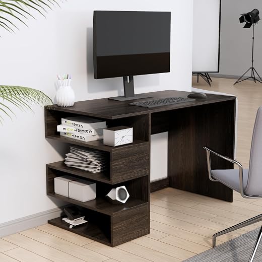 Bniture Wooden Study Table for Home | Engineered Wood Study Table with Side Storage Shelf | Multi Purpose Computer Desk fo...