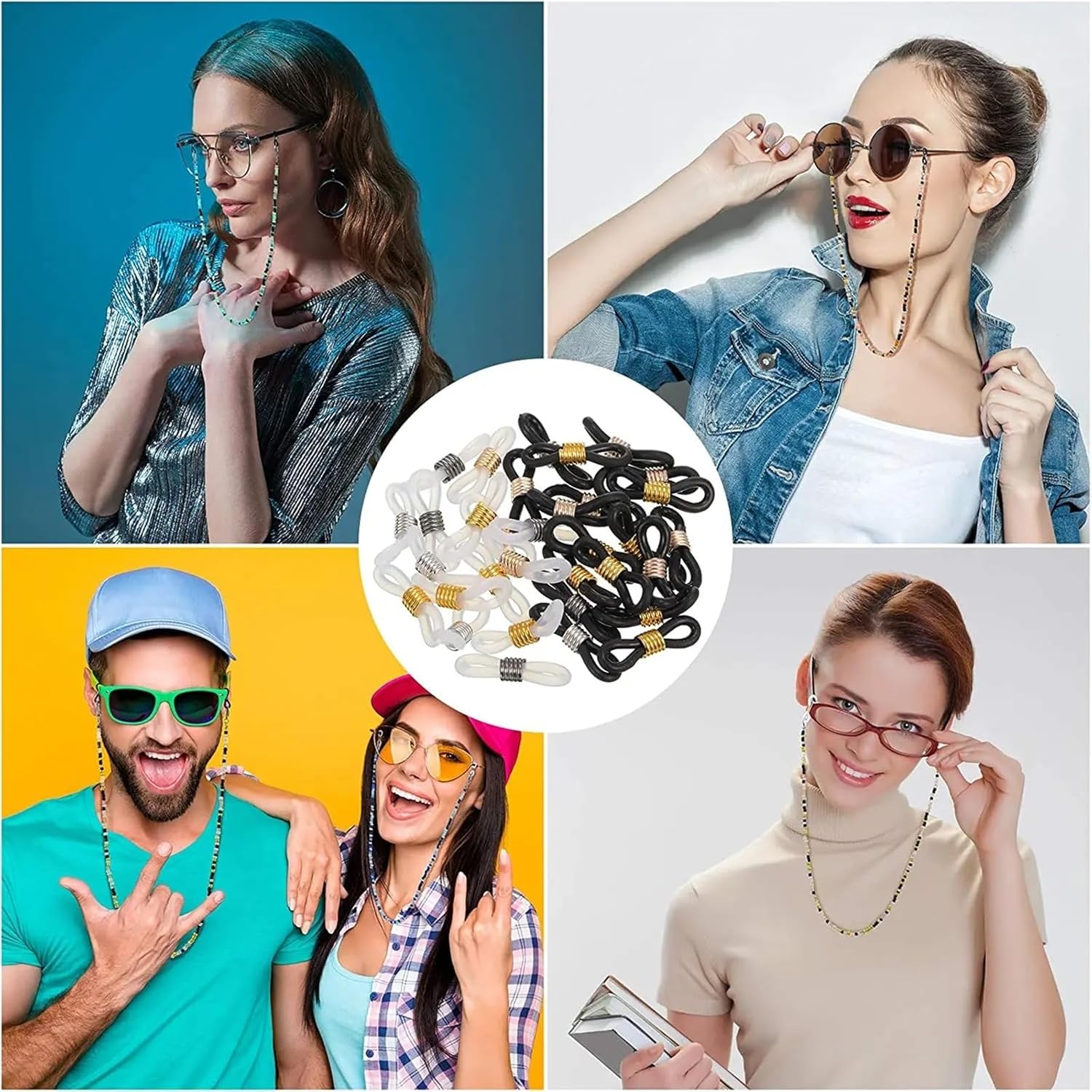 Eyeglass Chain Ends Eyeglass Chain Ends 2cm 300pcs Ear Hook Eyeglasses Glasses Retainer Rope Sunglasses Cord Holder