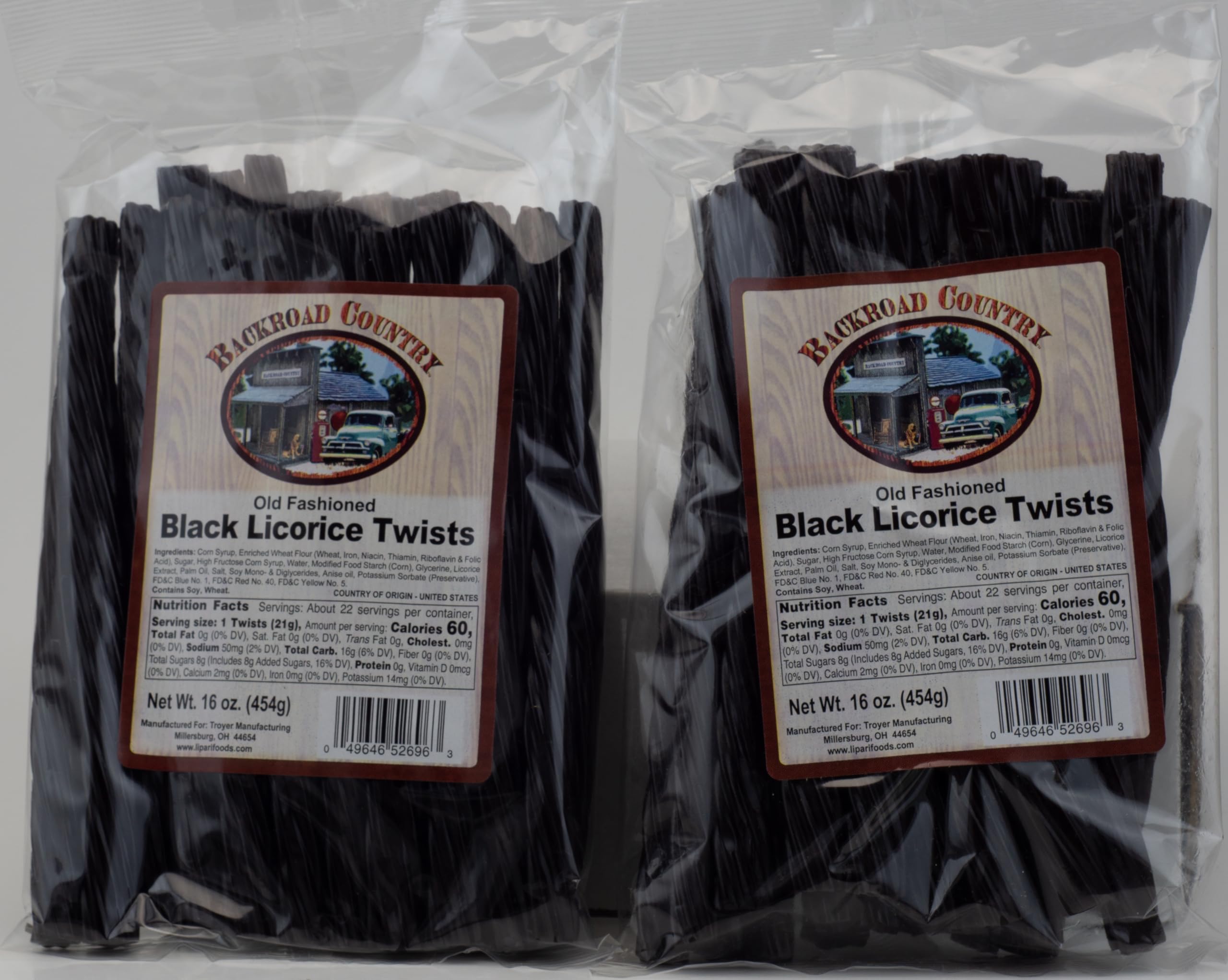 Backroad Country Old Fashioned Classic Black Licorice Twists - Licorice Candy - Made in the USA - 16 OZ (Pack of 2)