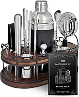 Home Hero 22-Piece Bartender Kit with Cocktail Shaker, Wooden Stand, Bar Tools & Recipe Book - Ideal Home Bar Set & Gift