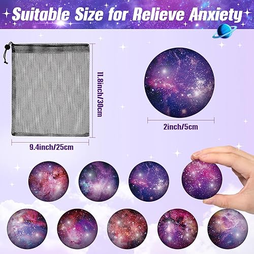 Miniatura 3 de 36 bolas de estrés de galaxia de 2 pulgadas para el espacio exterior, bolas sensoriales para la ansiedad y la ansiedad para adultos, regalos de