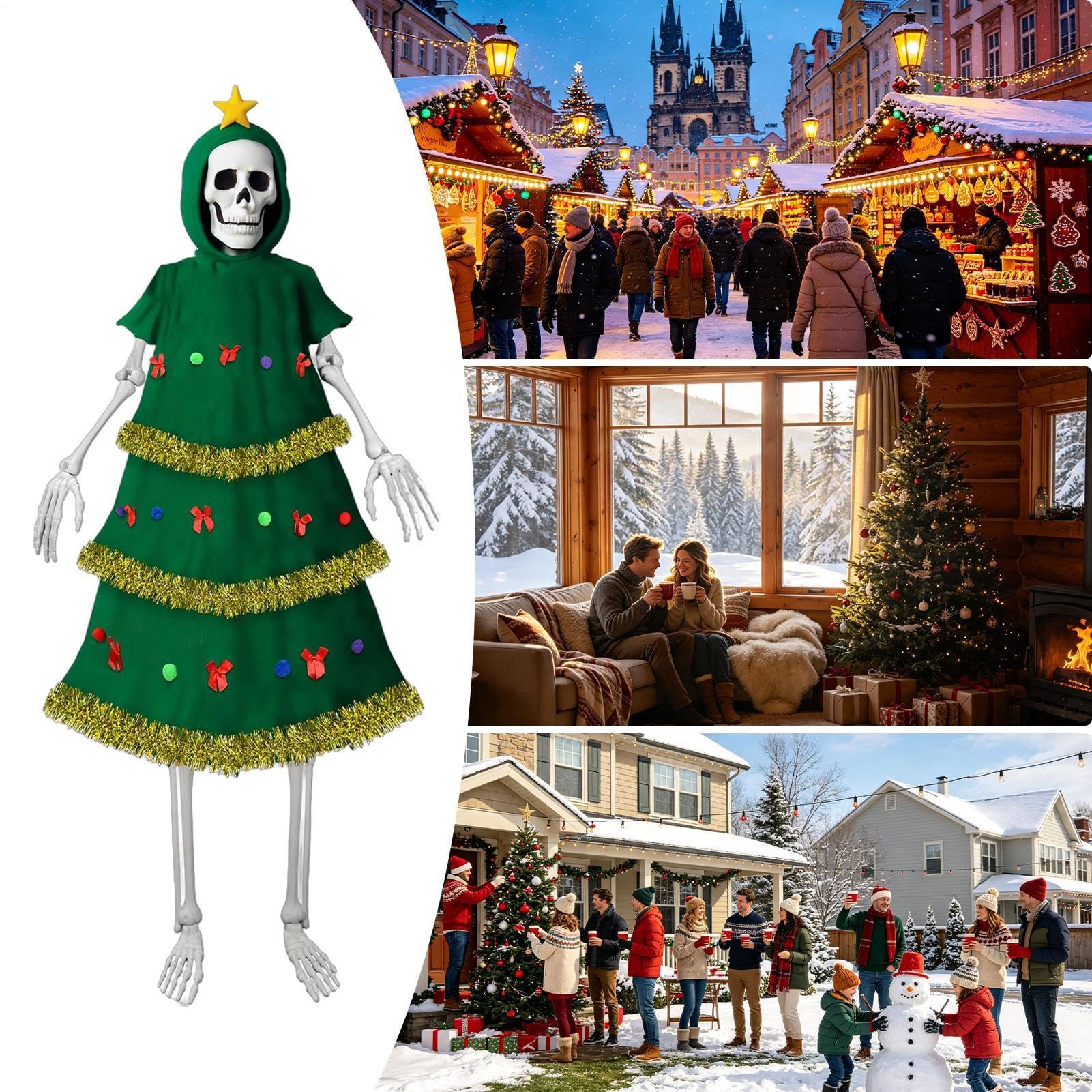 Costume da scheletro per albero di Natale - Decorazione per esterni da 8 pi