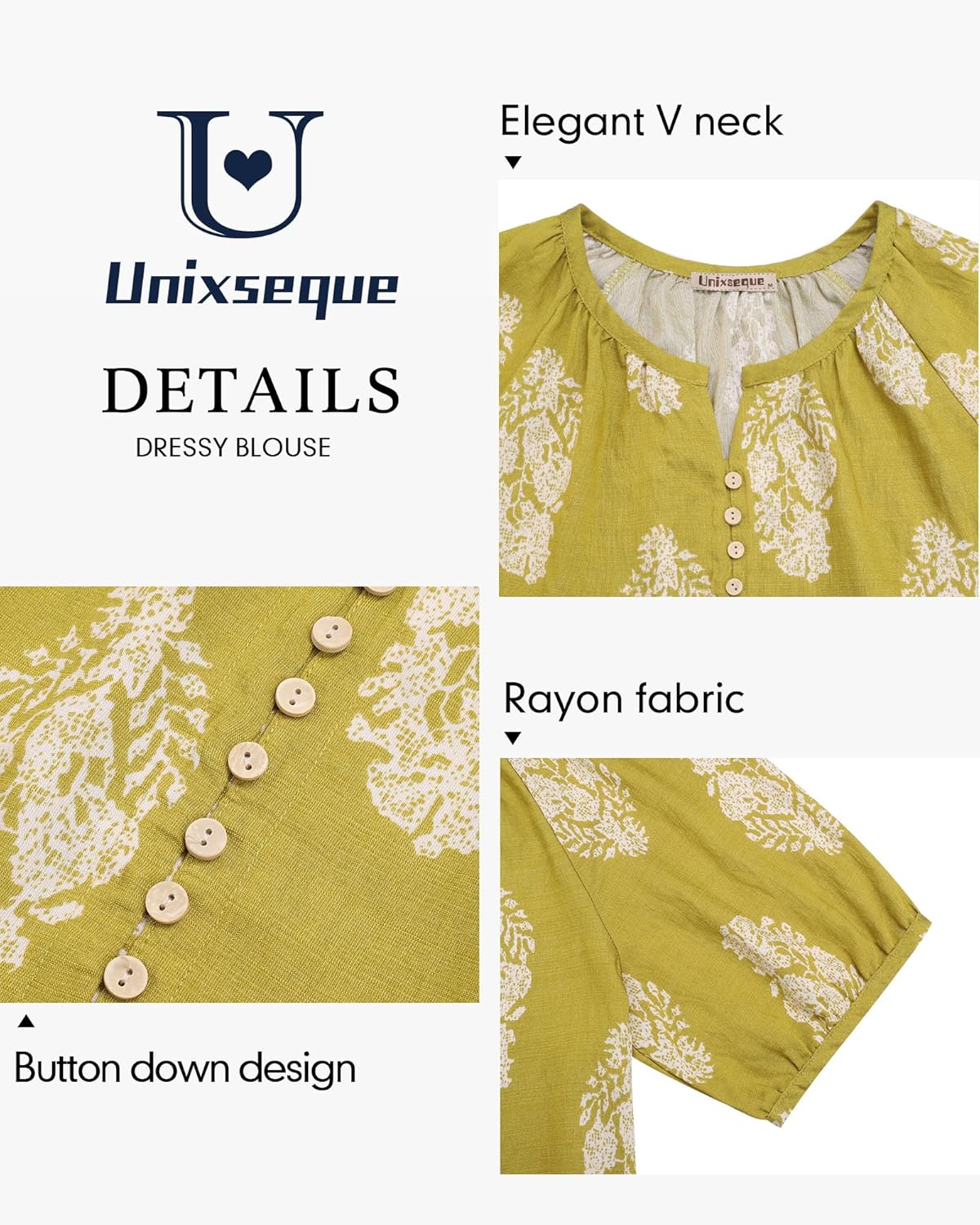 Unixseque Womens Summer Tops V Neck Short Sleeve Blouses Casual Button Down Shirts Floral Boho Clothing Trendy 2025 - Image 4