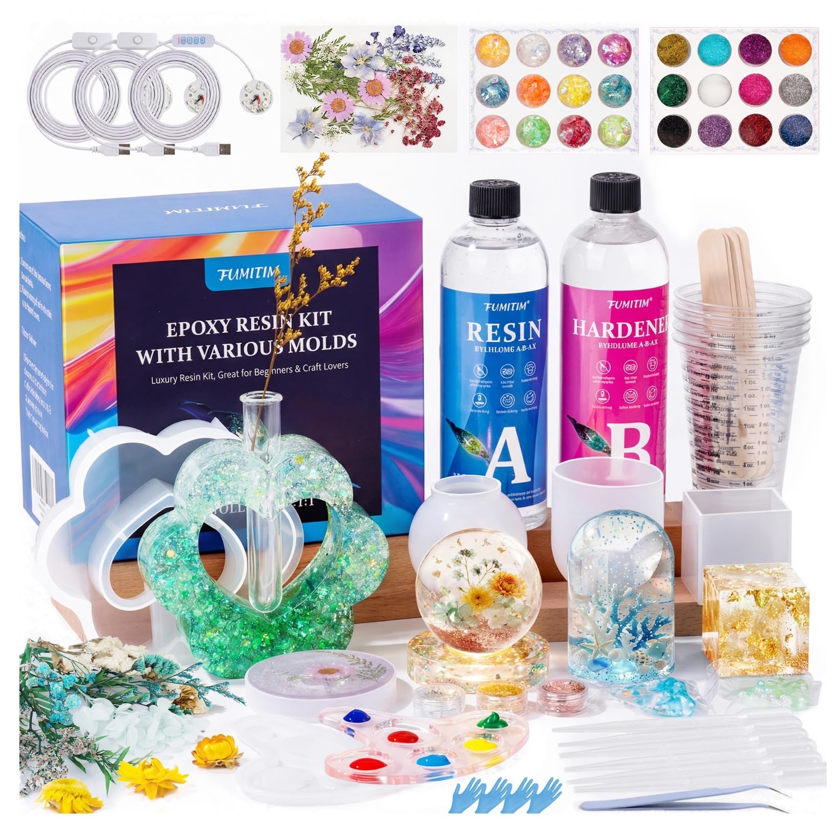 FUHITIM 34 Oz Epoxy Resin Kit with Light