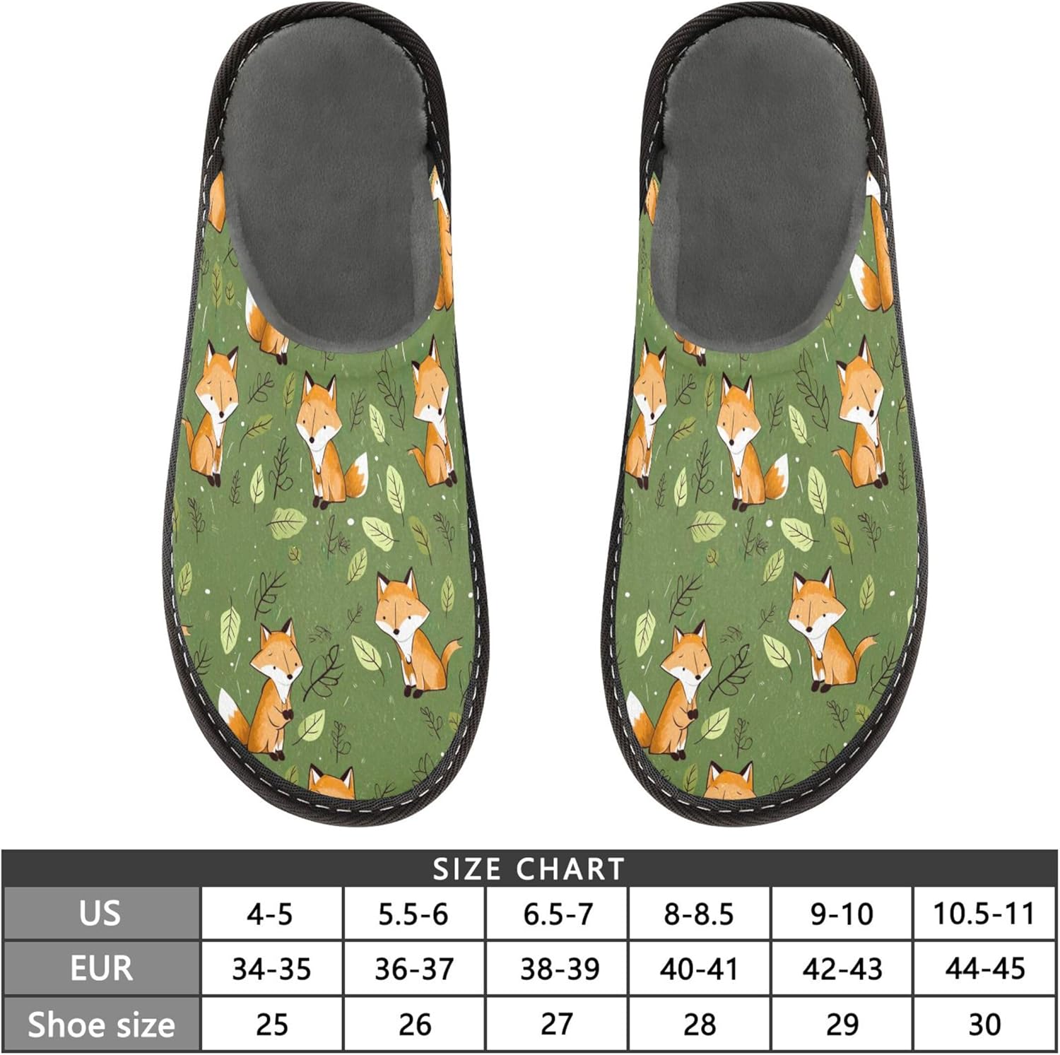 Woodland Cute Fox House Slippers – Cozy Fuzzy Slippers for Guests, Washable & Disposable, Perfect for Shoeless Home, Spa & Hotel Use A112938