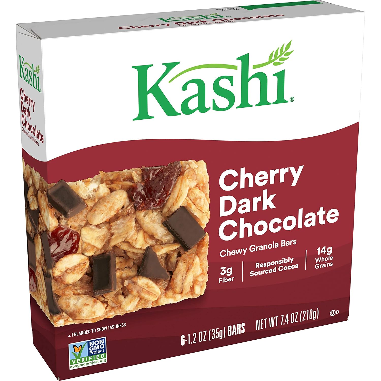 Kashi Chewy Granola Bars, Fiber Bars, Vegan Snacks, Cherry Dark Chocolate, 7.4oz Box (6 Bars)