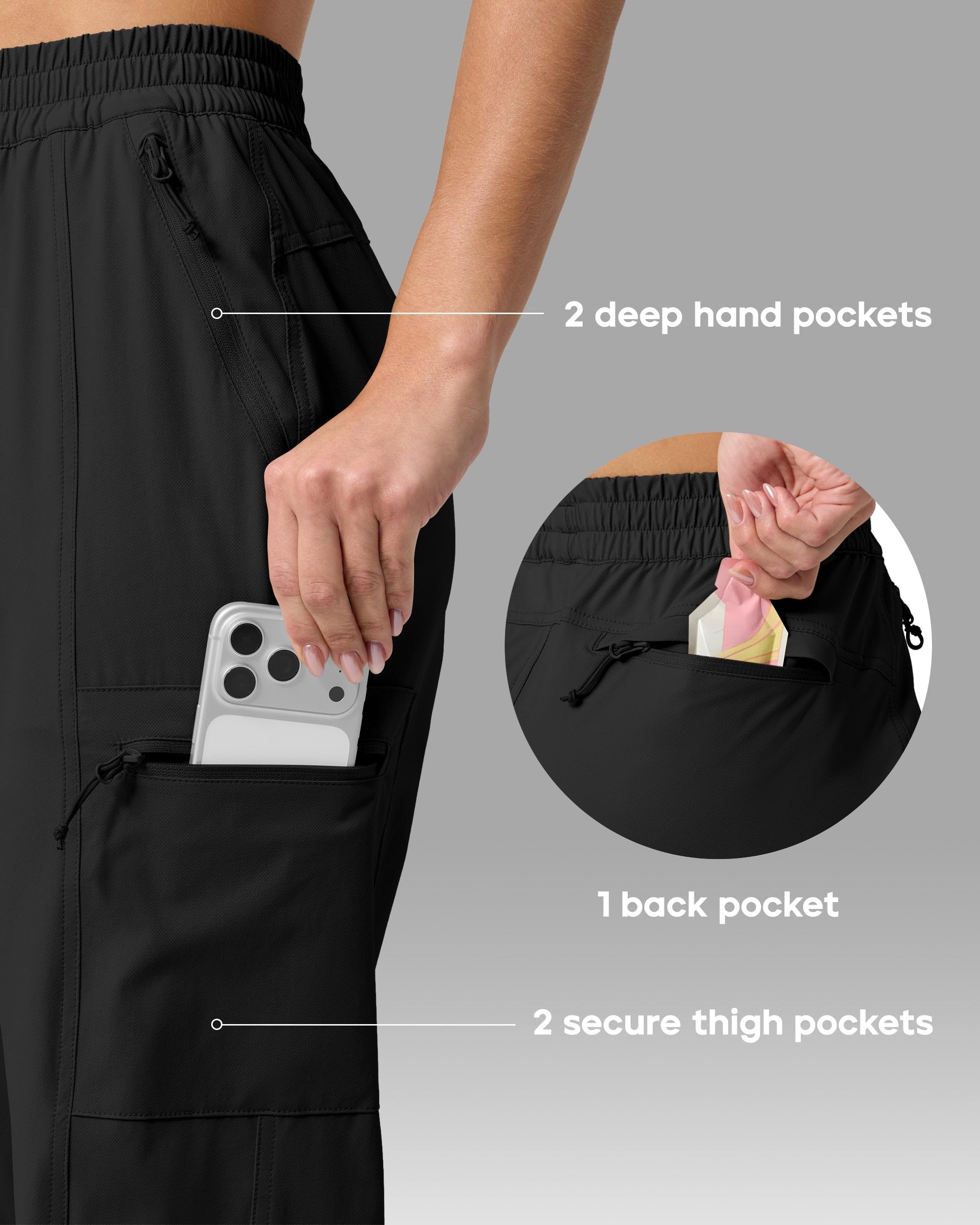 WILLIT Damen Wanderhose Schnelltrocknend Leicht UPF 50+ Outdoor Cargohose mit Taschen 74cm (29")
