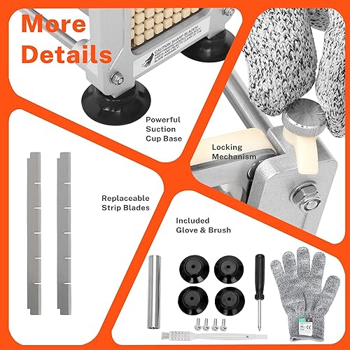 Miniatura 5 de Cortador de papas fritas para papas, cortador de patatas de acero inoxidable para papas fritas con cuchillas reemplazables, guante y cepillo de 12