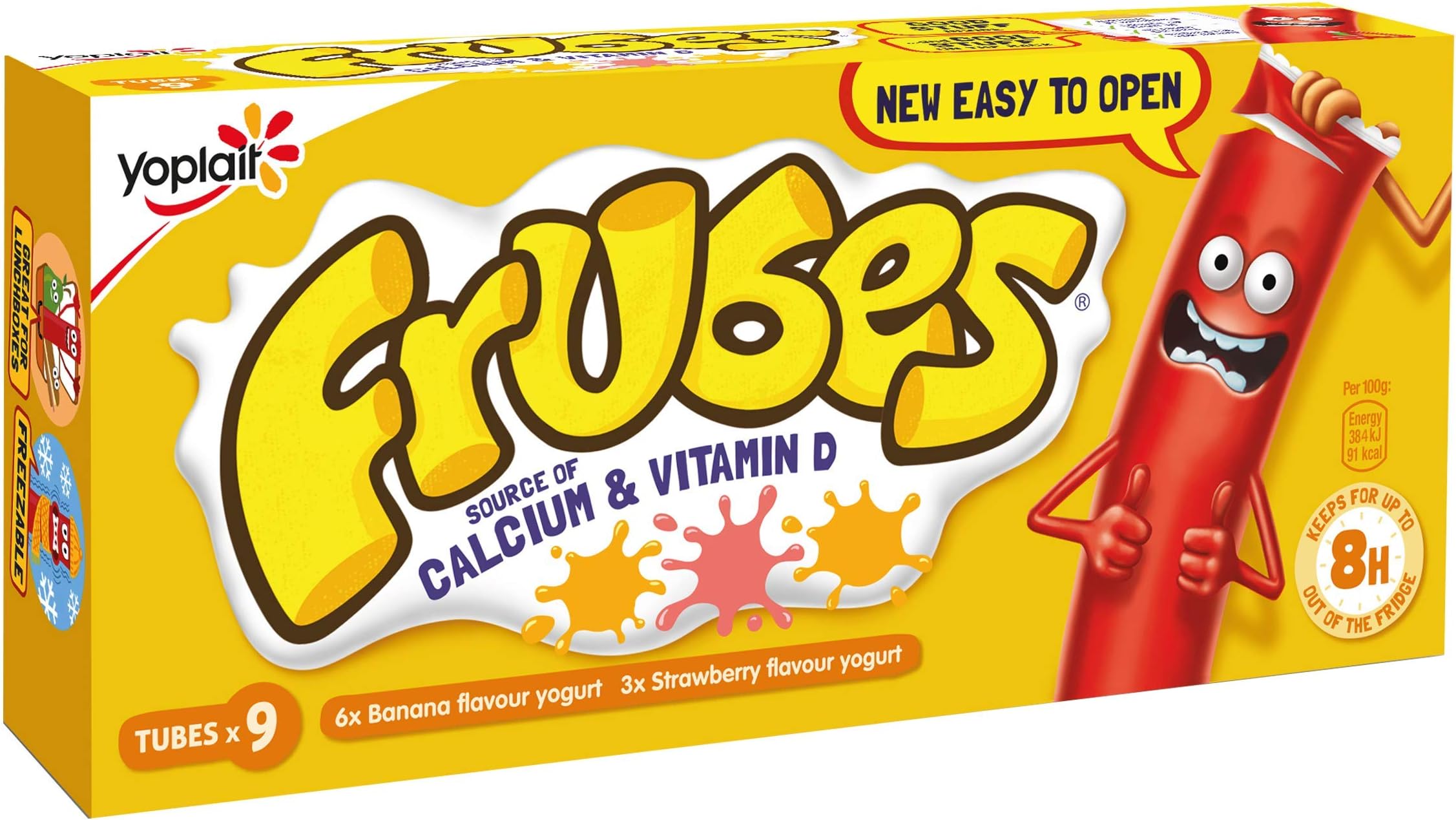 Strawberry and Banana Flavour Yogurt Tubes, 9 x 37g
