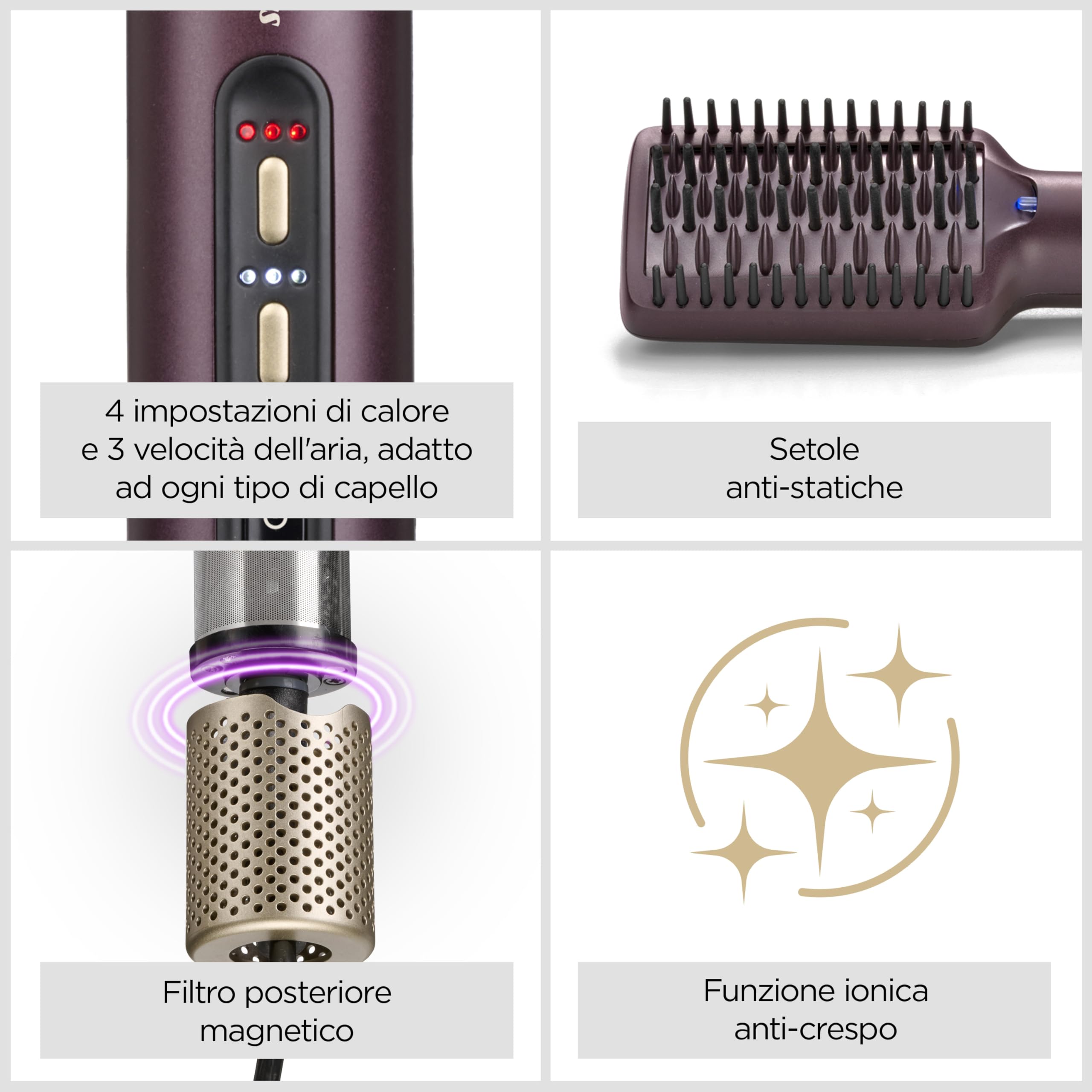 BaByliss Air Power Smooth - NUOVO 2025, Spazzola Asciugacapelli per Lisciare e Stirare da Bagnato ad Asciutto, Tecnologia Ionica Anti-Crespo, AS6400E