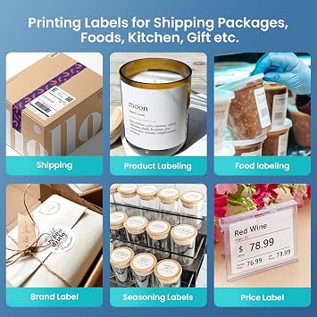 Bluetooth Shipping Label Printer, DB403 Thermal Printer, Postage 4x6 Label Printer for Address Small Business, Label Barcode Machine Compatible with Royal Mail, Esty, Shopify, DPD, Evri