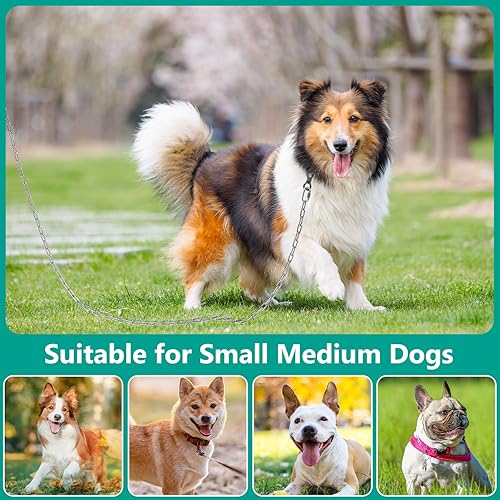 Miniatura 7 de Tresbro Cadenas de perro resistentes para exteriores, cable de amarre de acero inoxidable de 20 pies con gancho giratorio para perros grandes y