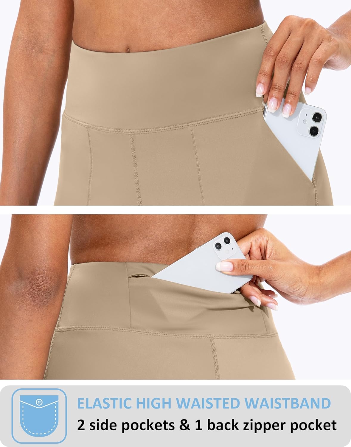 SANTINY Women's Athletic Bermuda Shorts High-Waisted Long Shorts for Women Running Yoga Lounge with Pockets