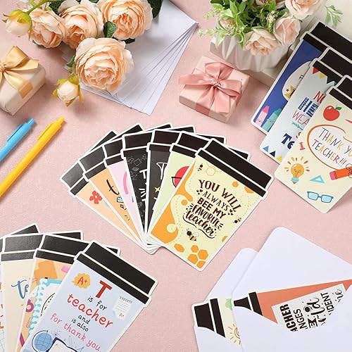 Miniatura 10 de Paquete de 48 tarjetas de agradecimiento a los empleados, tarjetas de agradecimiento para profesores, tarjetas de taza de café con sobres, tarjetas