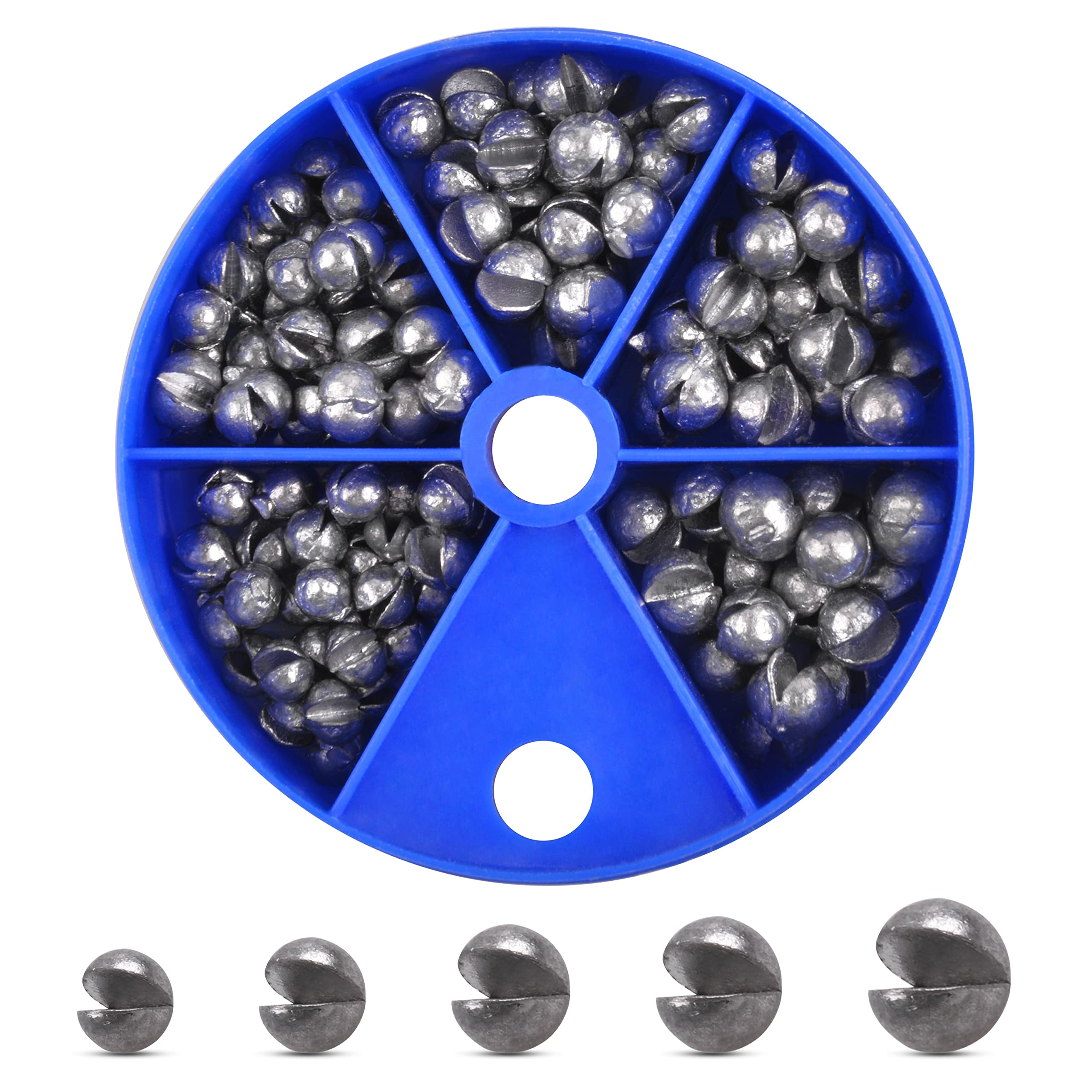 Split Shot Fishing Weights Sinkers 215PCS Fishing Weights and Sinkers Assortment Round Removable Fishing Sinkers Lead Weights Fishing