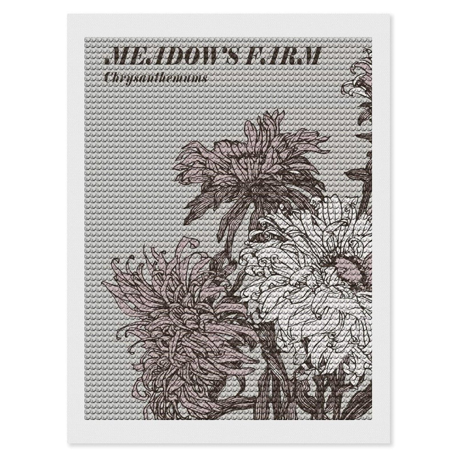 Junmoney Meadows Farm Chrysanthemums Floral Art DIY Diamond Art Canvas Kit 12"x16", for Adults, Decorate Your Room, Gift Idea, Modern Decor, Finish and Display