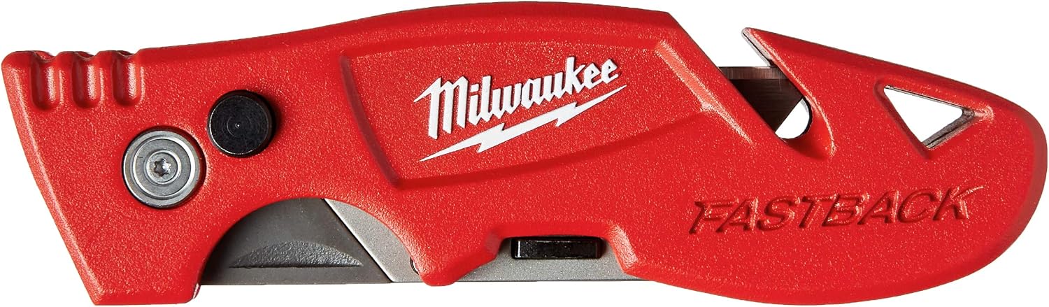 Milwaukee 48-22-1903 Fastback Flip Utility Knife with Blade Storage, Press and Flip Opening, 4 Blade Storage, All Metal Body, Quick Blade Change, Gut Hook, Wire Stripper, Wire Form Belt Clip
