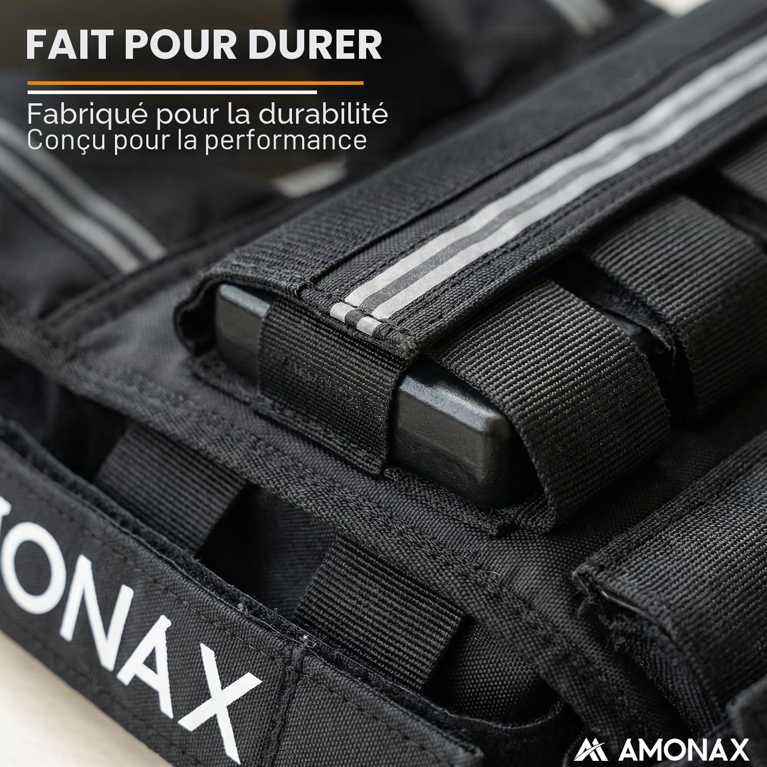 Amonax Gilet Lesté 10kg / 20kg / 30kg, Gilet Lesté Réglable pour Hommes et Femmes avec Éléments Réfléchissants, Weighted Vest pour l’Entraînement Fitness, la Marche et le Renforcement Musculaire