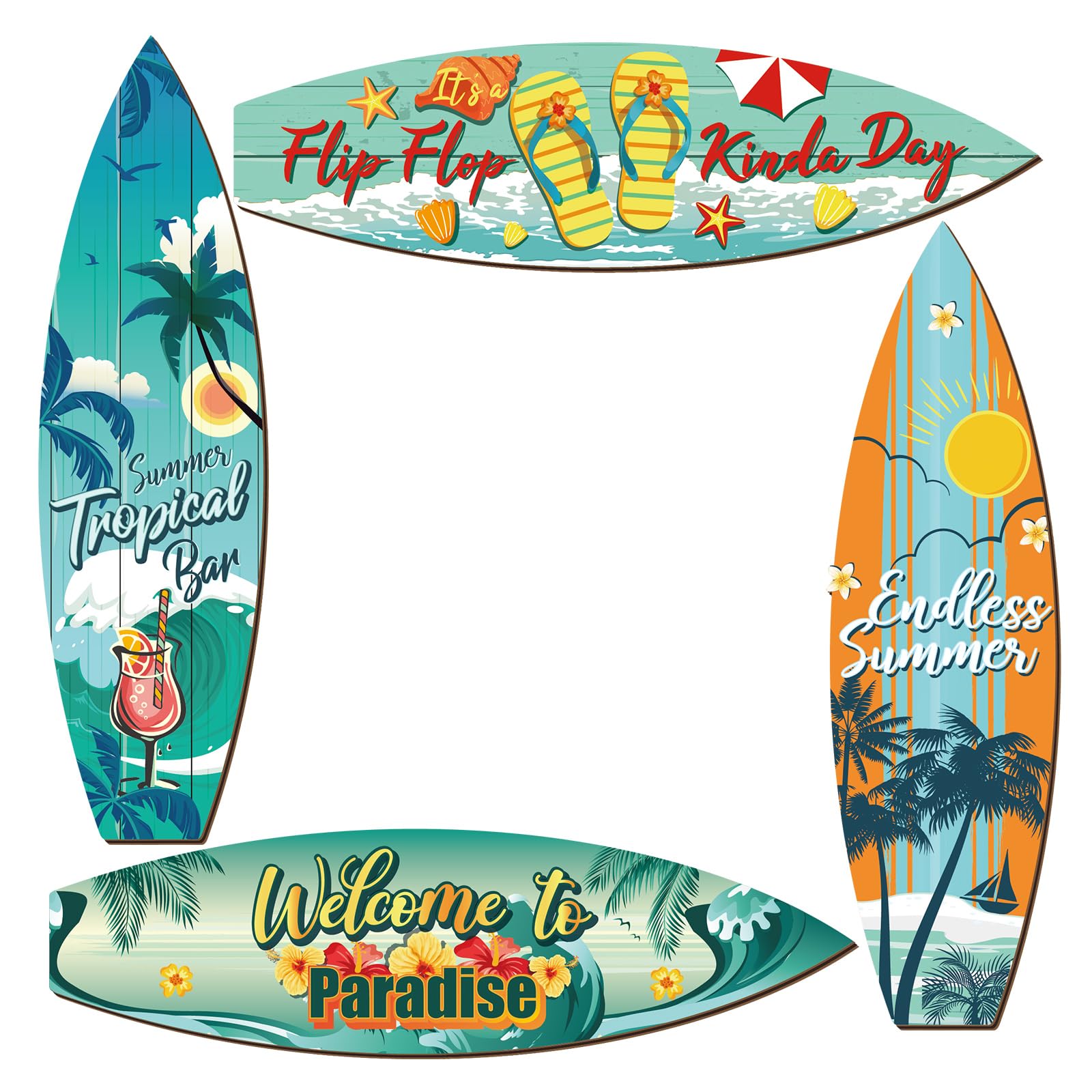 Panneau planche de surf déco murale bois été bord de mer