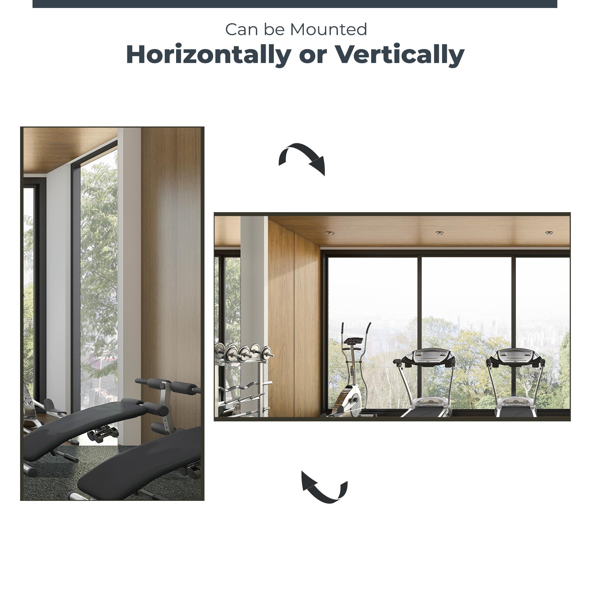 Espejo de pared grande sin vidrio, irrompible, irrompible, para gimnasio, estudio de baile, sala de entrenamiento en casa, nano película de 0.04 mm, cromado, 26 x 60 pulgadas