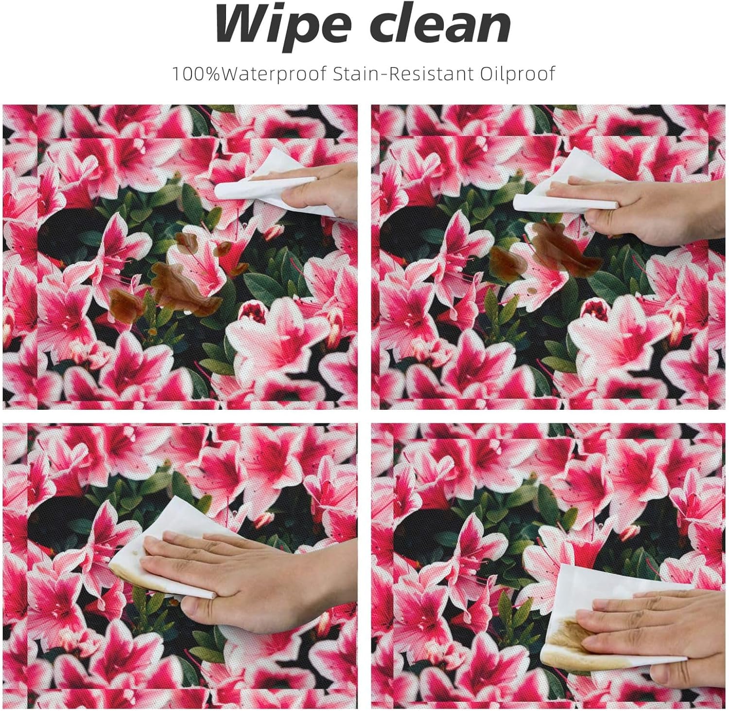 Beauty Red Floral Flowers Print Outdoor Patio Kitchen Decor Supplies Wipeable Round Table Cloth for Indoor Outdoor