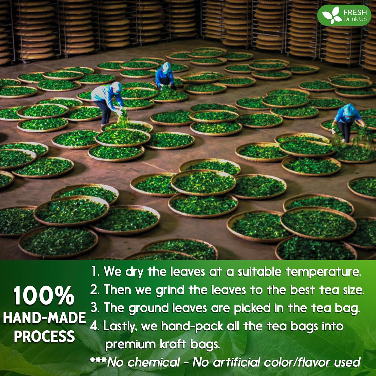 FreshDrinkUS, Premium 75 Mulberry Leaf Tea Bags, 100% Natural & Pure from Mulberry Leaves. Loose Leaf Herbal Tea. Made with Natural Material Tea Bags. No Sugar, No Caffeine, No Gluten, Vegan. - Image 7