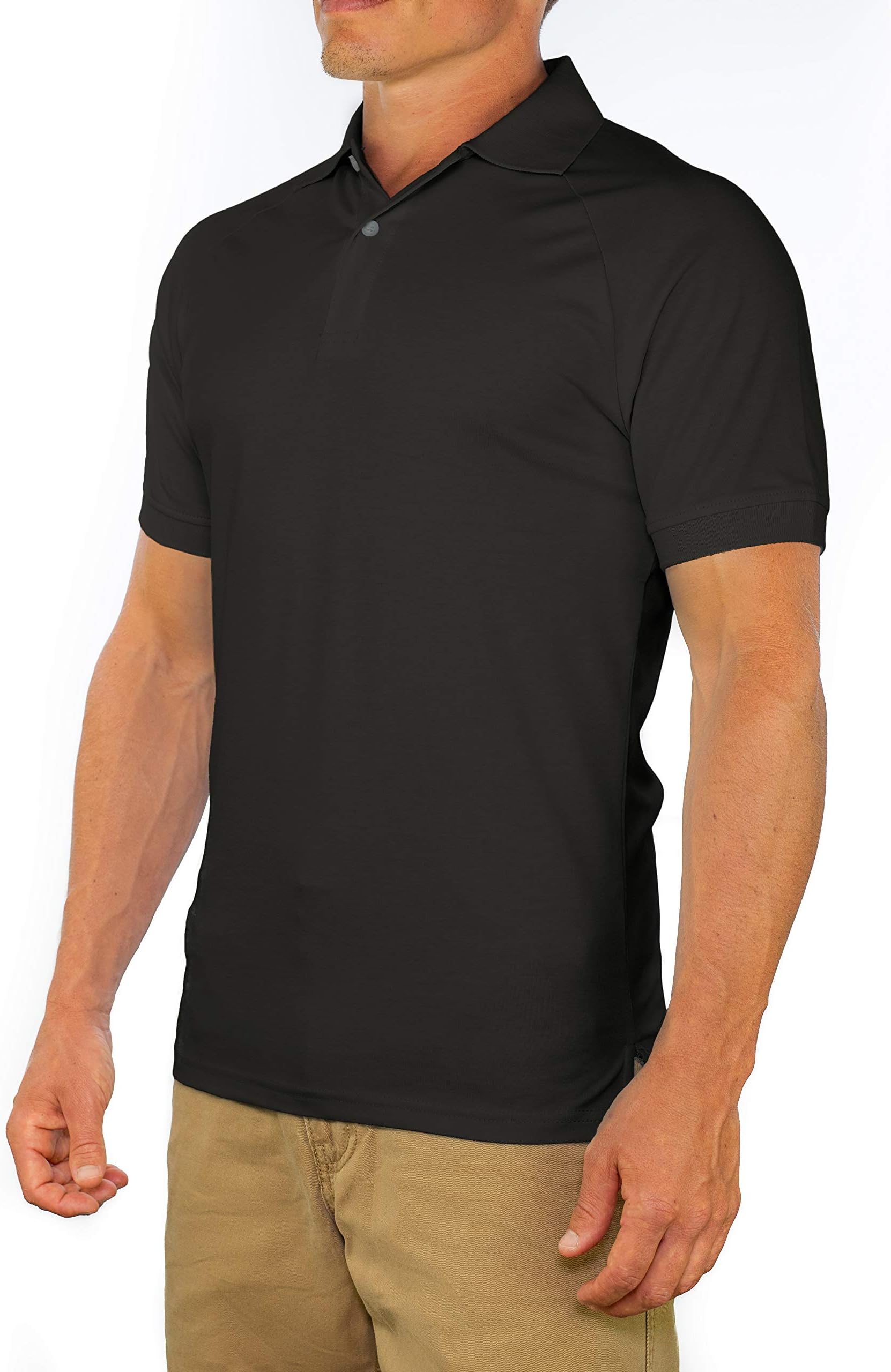 CC Perfect Slim Fit Polo Shirts for Men + Stretch | Breathable Sweat Wicking Short Sleeve Fitted Collared Mens Polo T Shirt