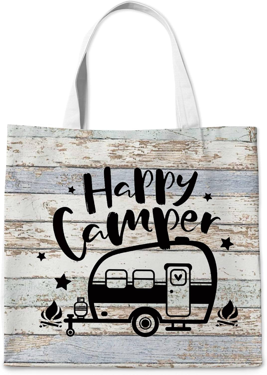 WAlTPl Camping Tote Bag, Camping Gifts for Women Men，RV Camper Travel Canvas Tote Bag, Reusable Grocery Cloth Bags