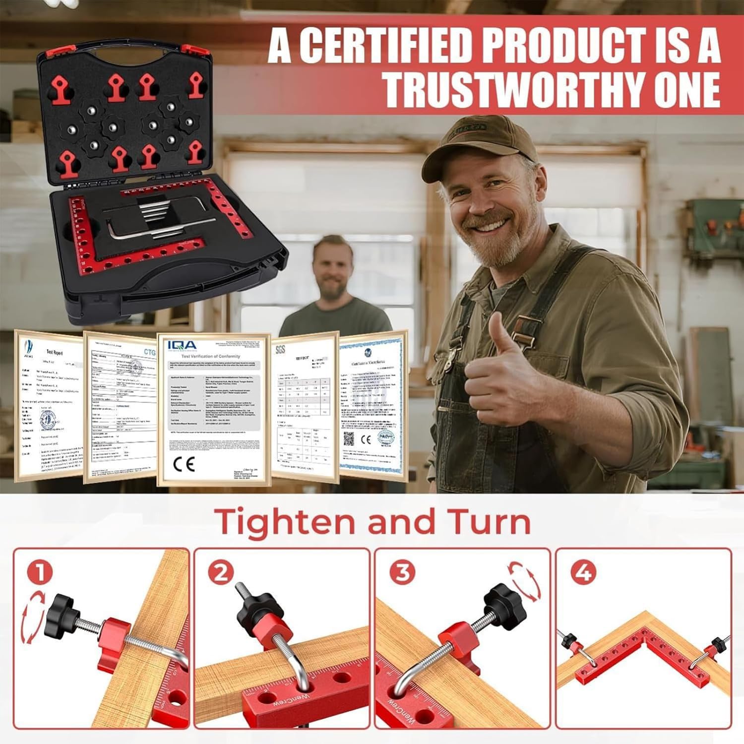 Corner Clamps for Woodworking - Aluminum Alloy 90 Degree Right Angle Clamping Jig | Positioning Squares for Drawers Cabinets Boxes Picture Frames DIY Carpentry