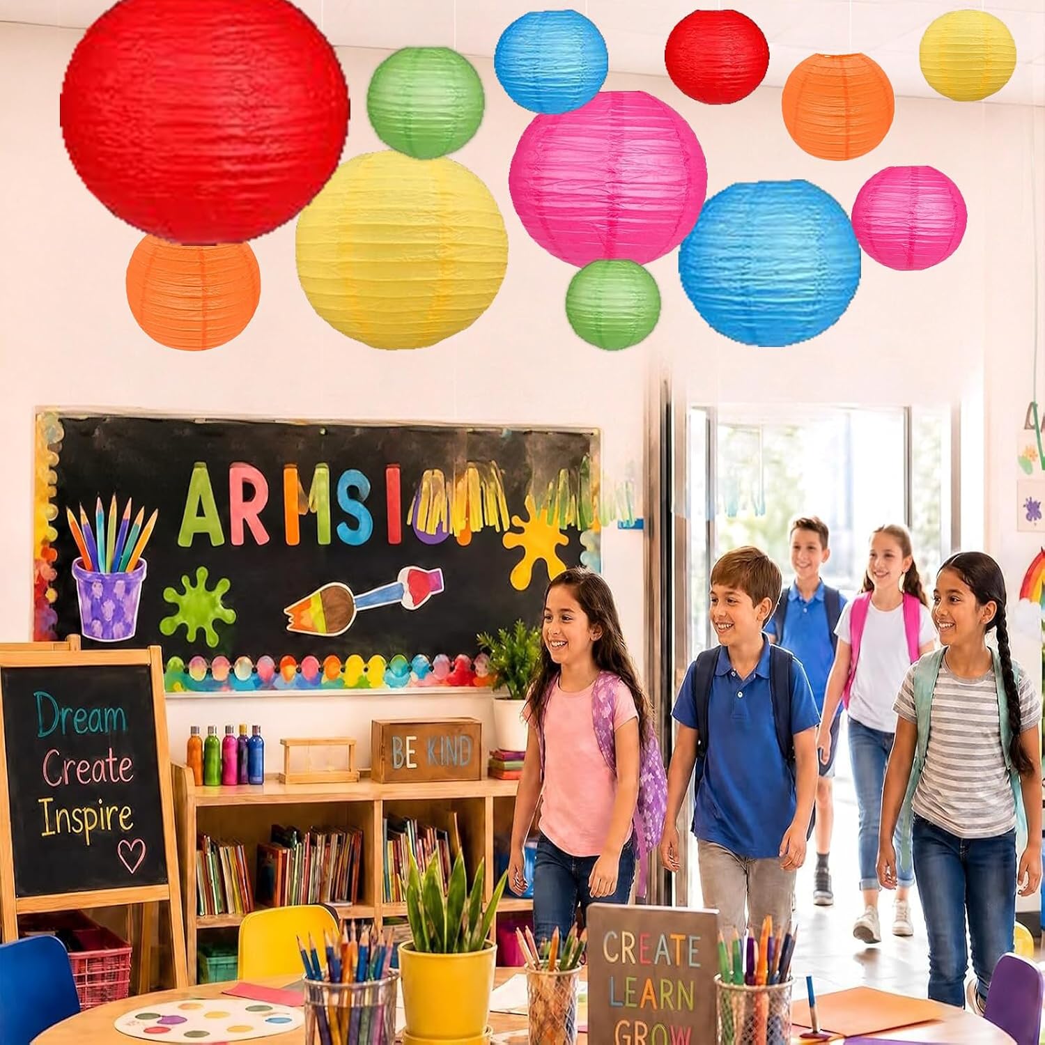 12Pcs Rainbow Colorful Paper Lanterns 6”, 8”, 10”, 12” for Back to School Party Decorations and Birthday. image 2