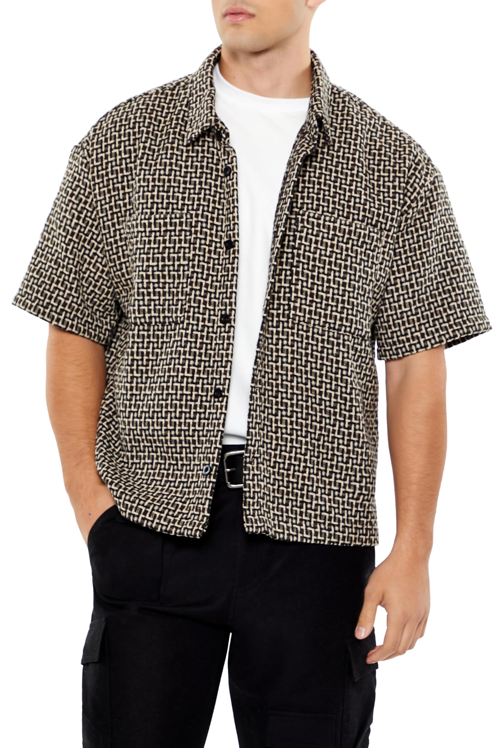 Forever 21 Men's Textured Geo Shirt