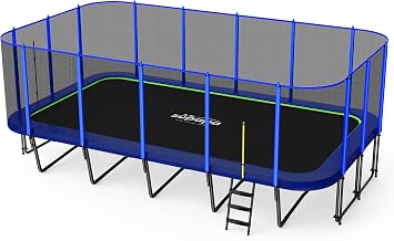 Zupapa 2500LBS Weight Capacity Rectangle Trampoline 13x23FT Outdoor Square Gymnastics Trampolines with 10-Year Quality Assurance for Kids Adults Large Commercial Grade Rectangular Pro Trampoline