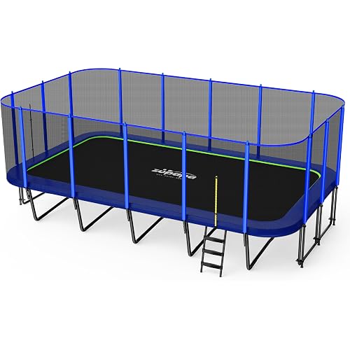 Zupapa 2500LBS Weight Capacity Rectangle Trampoline 13x23FT Outdoor Square Gymnastics Trampolines with 10-Year Quality Assurance for Kids Adults Large Commercial Grade Rectangular Pro Trampoline